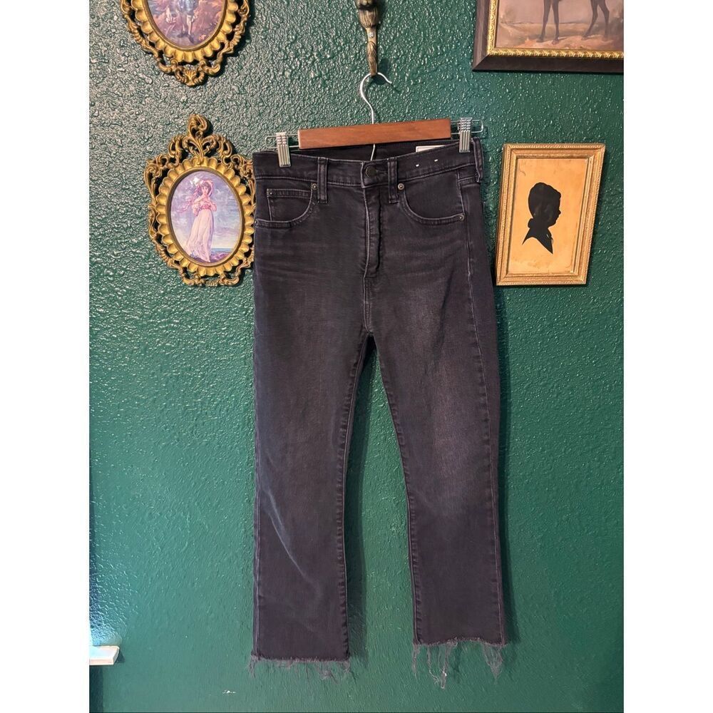 GAP WASHED Black Kick Flare High Rise Jeans Sz 26/2